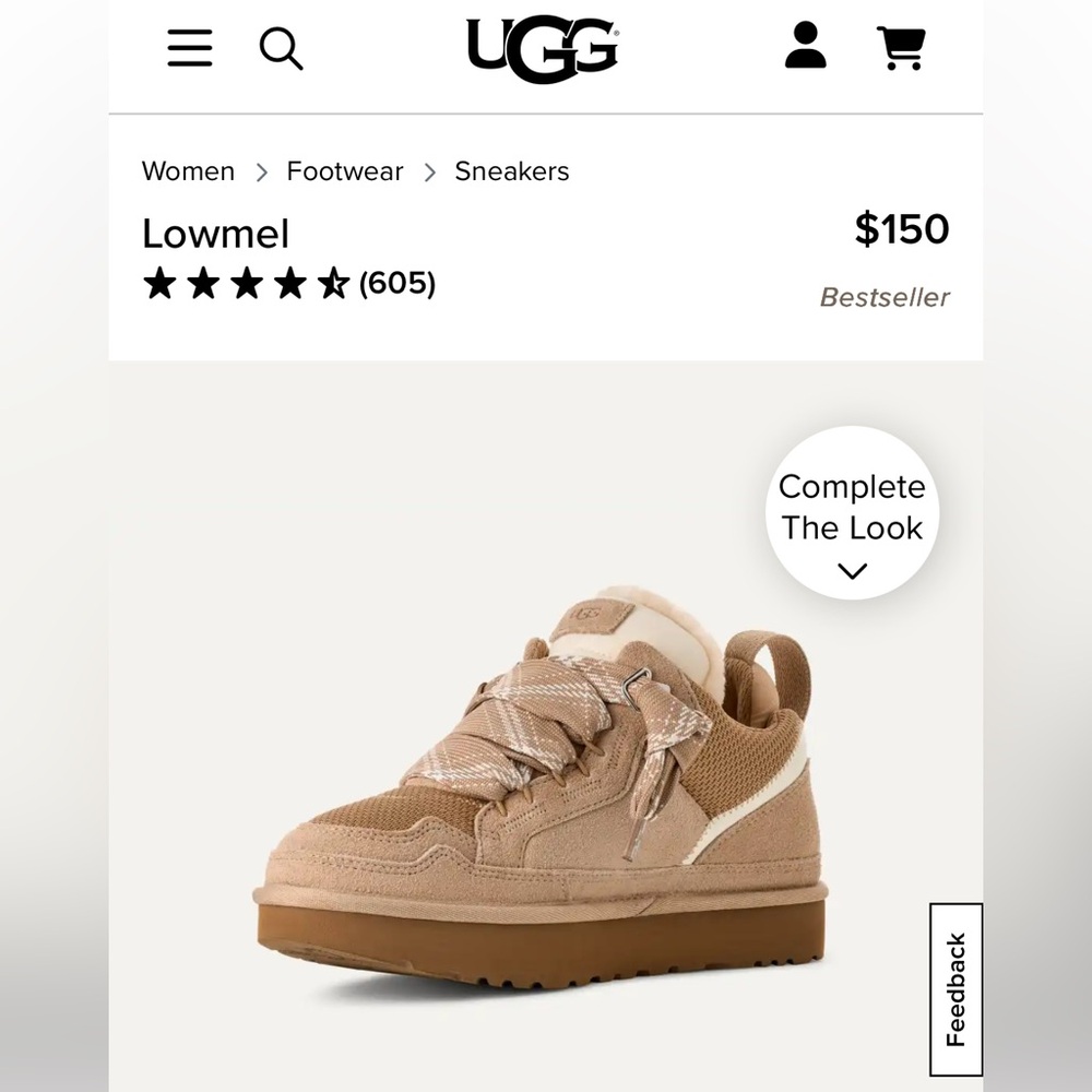 Tan UGGS Lowmel Sneakers in color sand